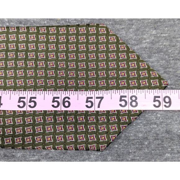 POLO RALPH LAUREN Mens Tie - Green, Geometric, 100% Silk, Hand Made - Picture 4 of 5